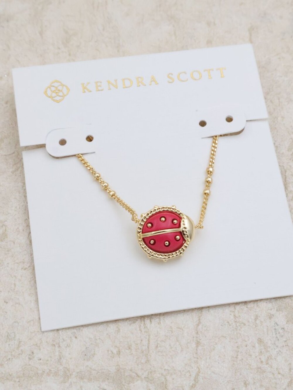 Kendra Scott Ladybug Red Vermillion Necklace Gold